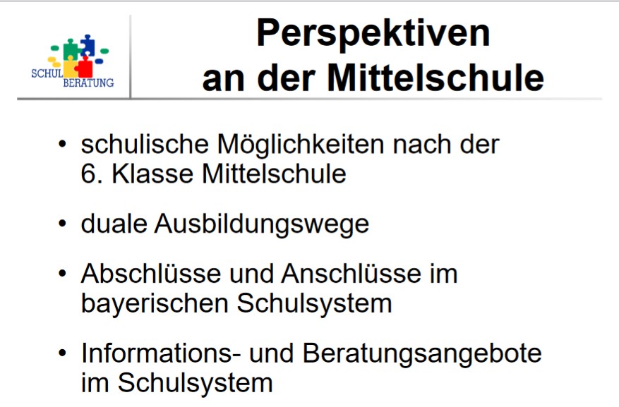 Informationen über die schulischen Möglichkeiten nach der 6. Klasse